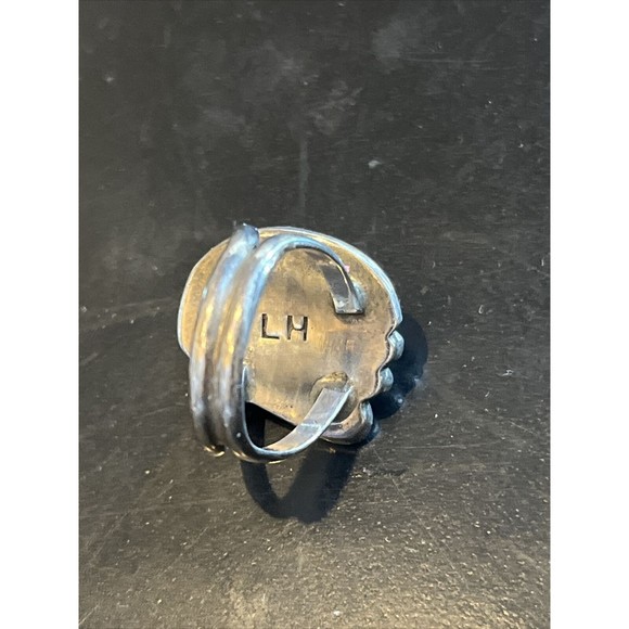 Navajo Sterling Turquoise Nugget Ring Pinkie- 4.7g - Size 3.5 Signed LH - Picture 4 of 4